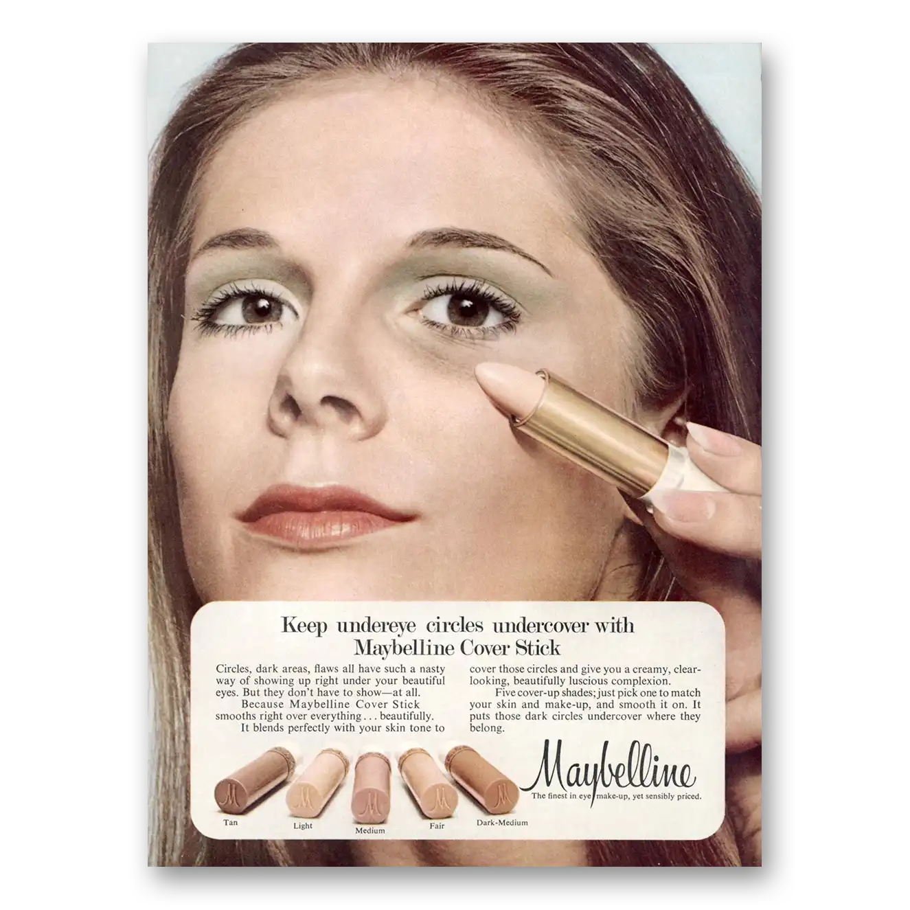 1973 Maybelline Cover Stick Undereye Circles Cover Stick Vintage Magazine Print Ad