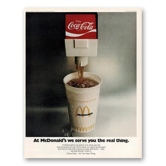 1973 McDonalds We Serve You the Real Thing Coca Cola Vintage Magazine Print Ad