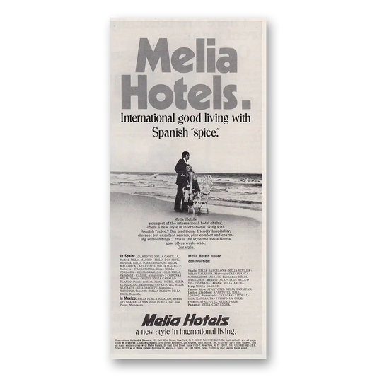 1973 Melia Hotels Good Living With Spanish Spice Vintage Magazine Print Ad