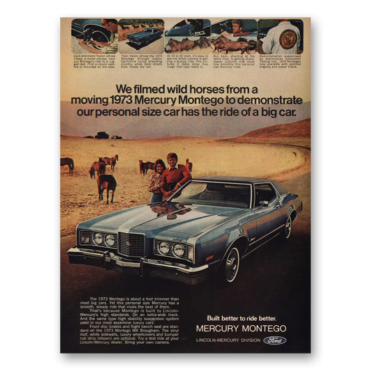 1973 Mercury Montego Filmed Wild Horses Vintage Magazine Print Ad