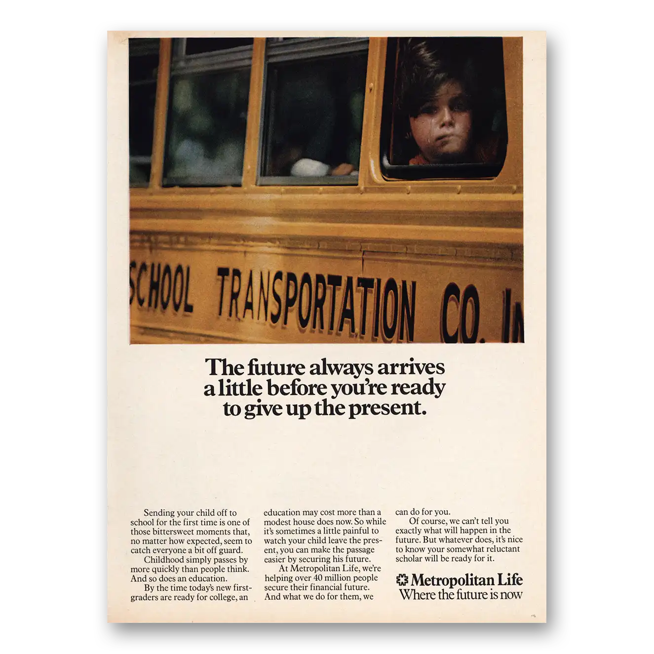 1973 Metropolitan Life Insurance Future Arrives Little Before Vintage Magazine Print Ad