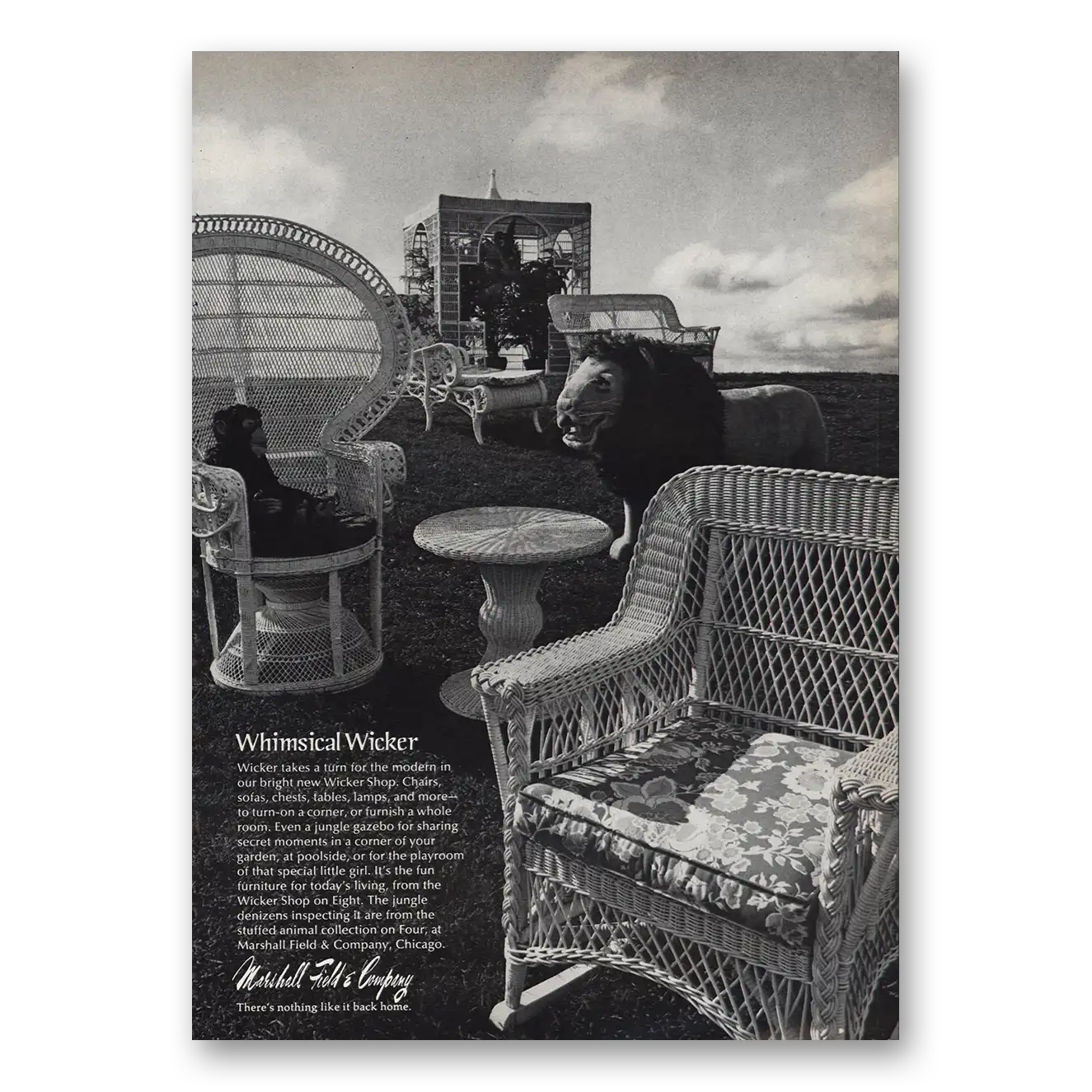 1973 Marshall Field Whimsical Wicker Vintage Magazine Print Ad