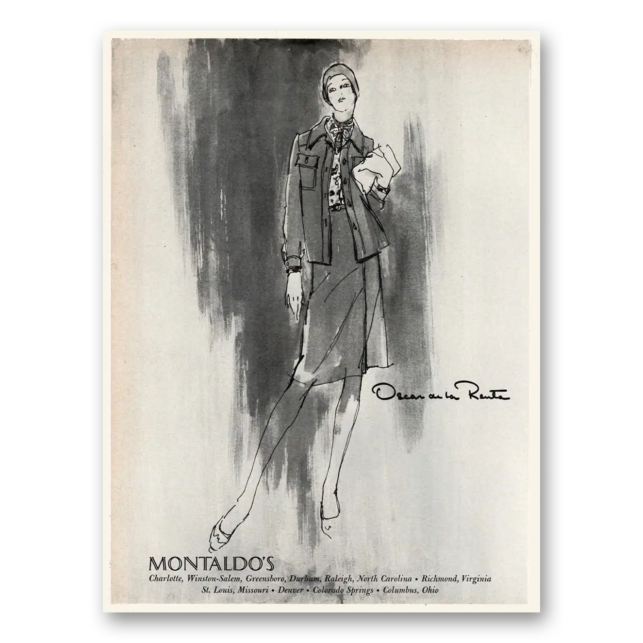 1973 Montaldos Fashion Oscar de la Renta Vintage Magazine Print Ad