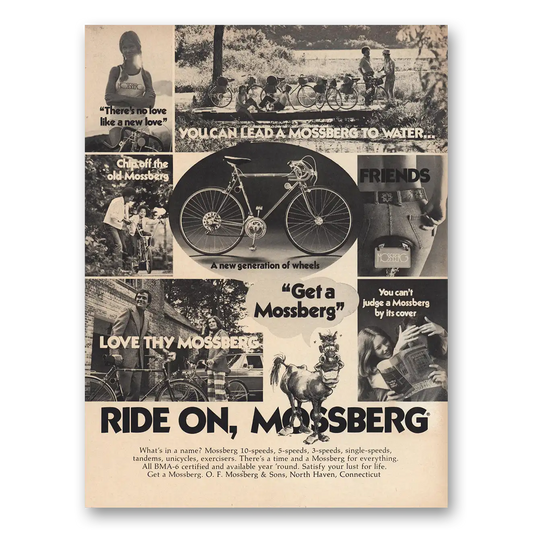 1973 Mossberg Rifles and Shotguns Bicycles Lead a Mossberg to Water Vintage Magazine Print Ad