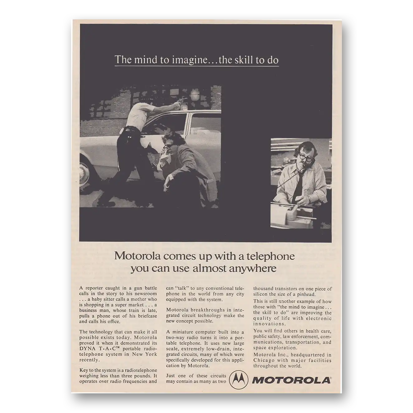 1973 Motorola Communications Telephone You Can Use Almost Anywhere Vintage Magazine Print Ad