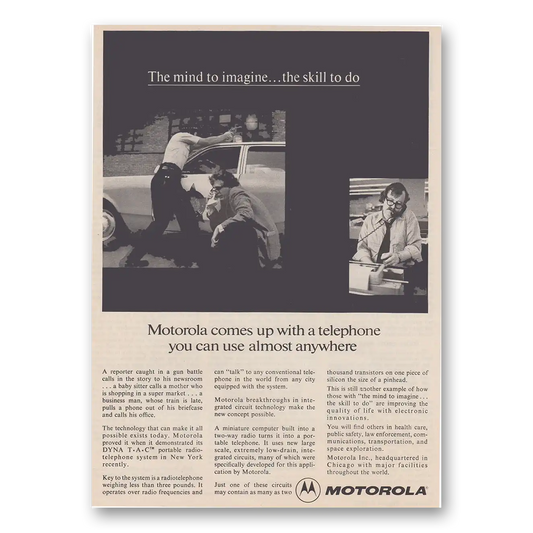 1973 Motorola Communications Telephone You Can Use Almost Anywhere Vintage Magazine Print Ad