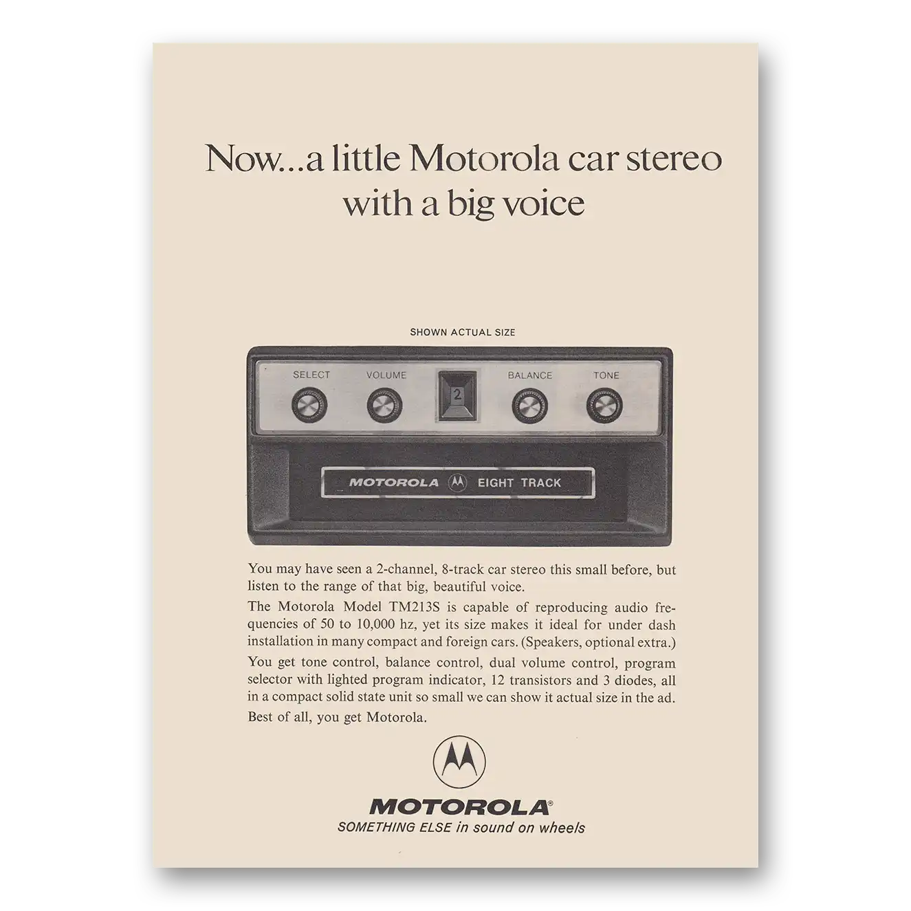 1973 Motorola Car Radio Car Stereo with a Big Voice Vintage Magazine Print Ad