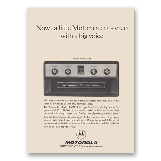 1973 Motorola Car Radio Car Stereo with a Big Voice Vintage Magazine Print Ad