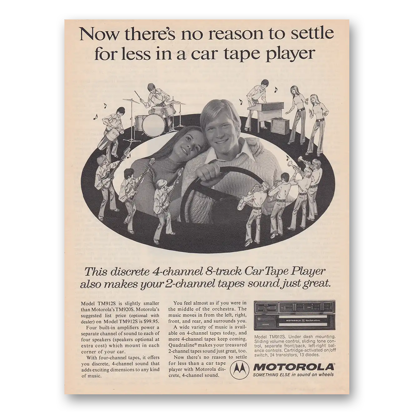 1973 Motorola Car Radio No Reason to Settle Vintage Magazine Print Ad