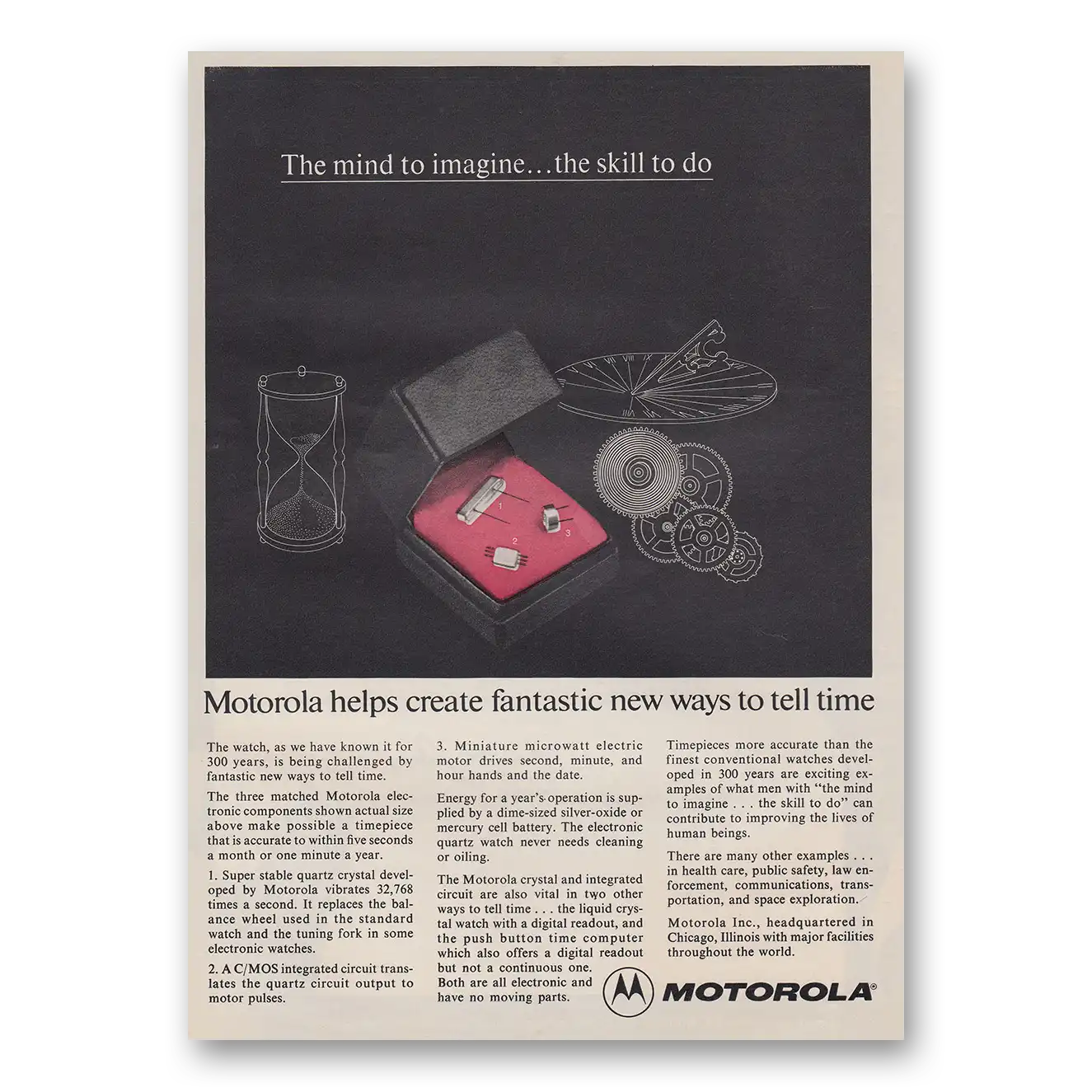 1973 Motorola Fantastic New Ways to Tell Time Vintage Magazine Print Ad