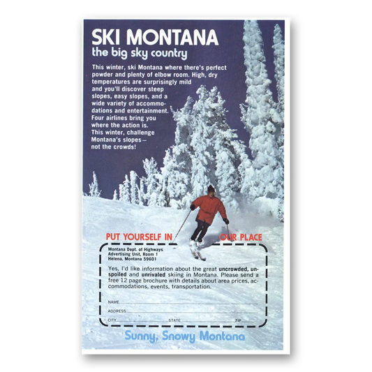 1973 Montana Ski Montana Big Sky Country Vintage Magazine Print Ad