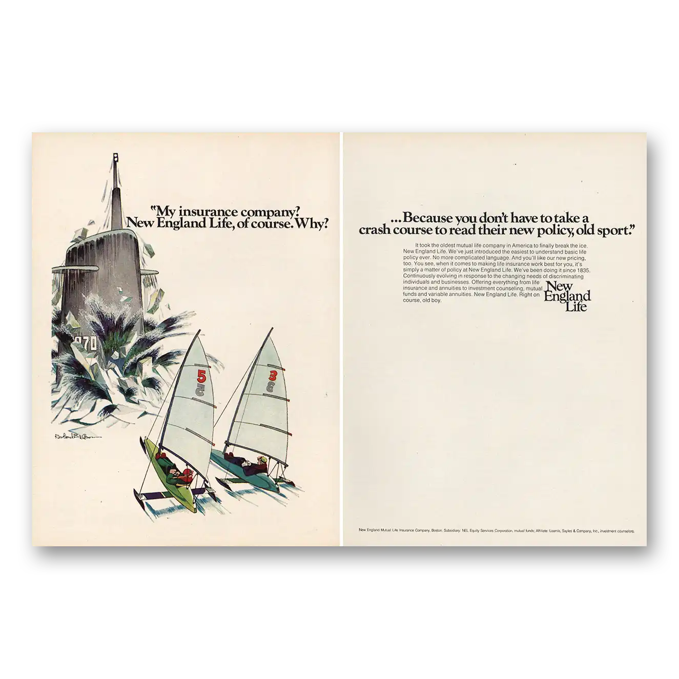 1973 New England Mutual Life Insurance Don’t Have To Take Crash Course Vintage Magazine Print Ad