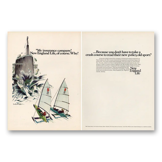 1973 New England Mutual Life Insurance Don’t Have To Take Crash Course Vintage Magazine Print Ad