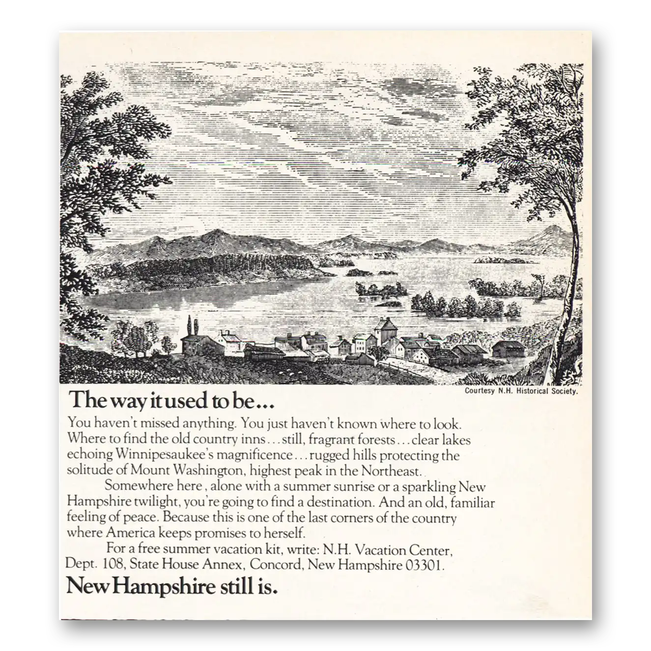 1973 New Hampshire The Way It Used To Be Vintage Magazine Print Ad