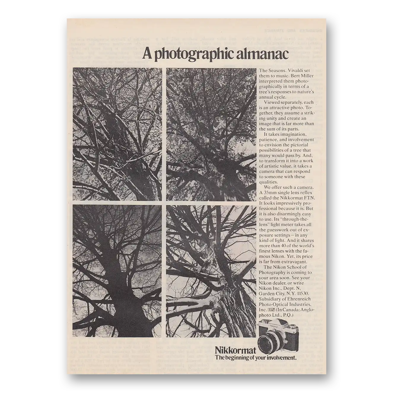 1973 Nikon Camera Photographic Almanac Vintage Magazine Print Ad