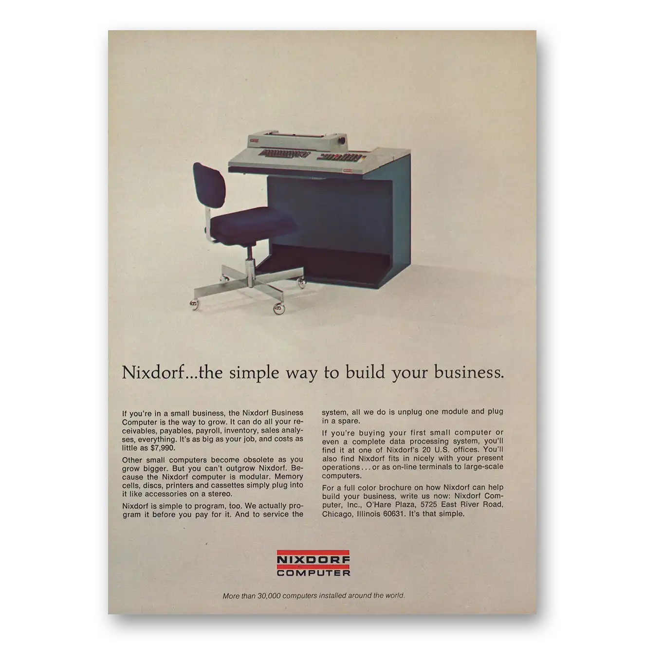 1973 Nixdorf Computer Simple Way Vintage Magazine Print Ad