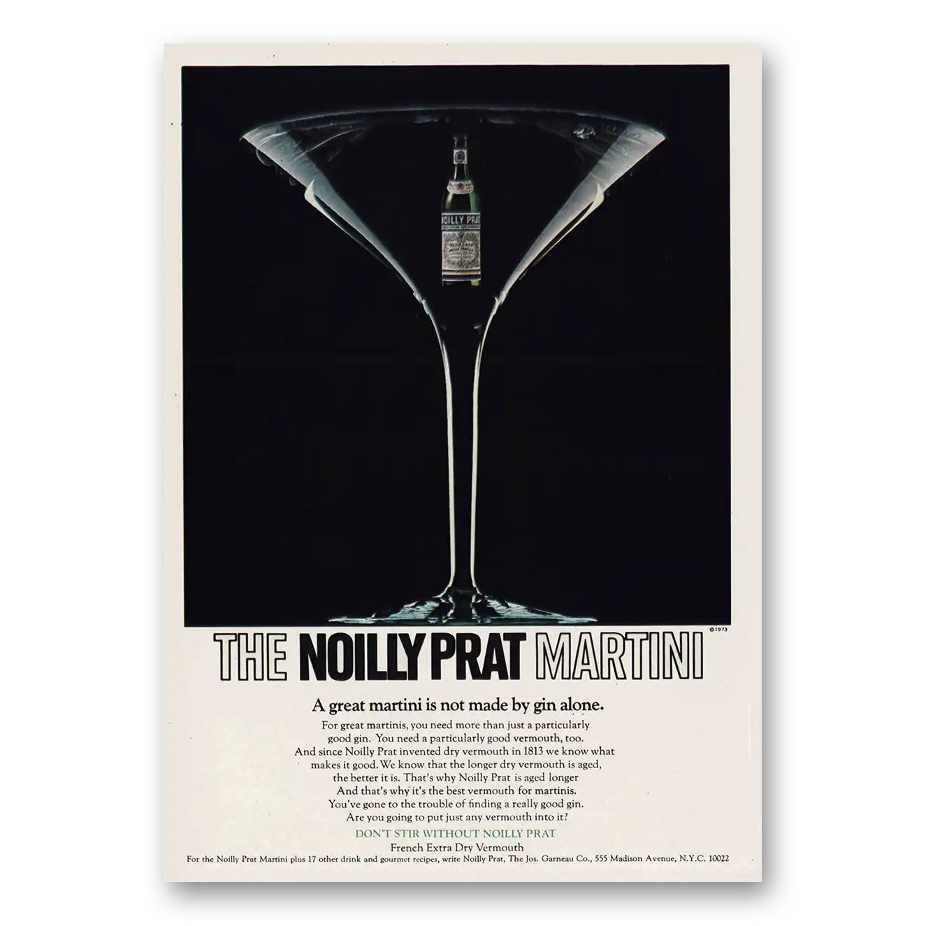 1973 Noilly Prat Vermouth Great Martini Not Made By Gin Alone Vintage Magazine Print Ad