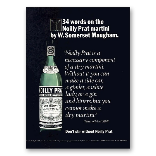 1973 Noilly Prat Vermouth 34 Words W Somerset Maugham Vintage Magazine Print Ad