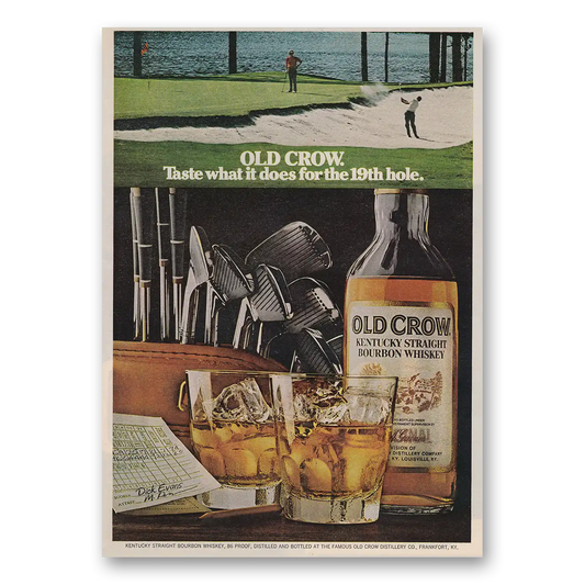 1973 Old Crow Whiskey Taste What It Does for the 19th Hole Vintage Magazine Print Ad