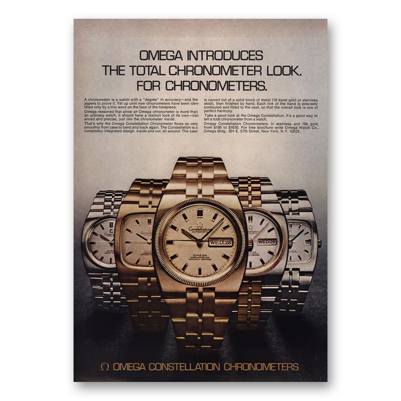 1973 Omega Watch Total Chronometer Look Vintage Magazine Print Ad