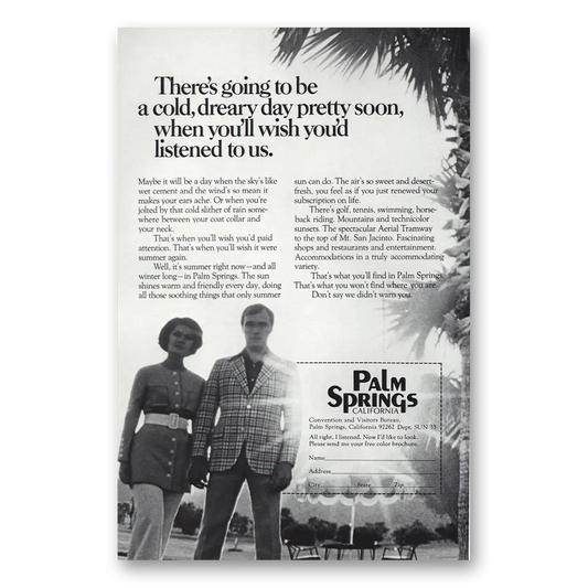 1973 Palm Springs California Cold Dreary Day Vintage Magazine Print Ad