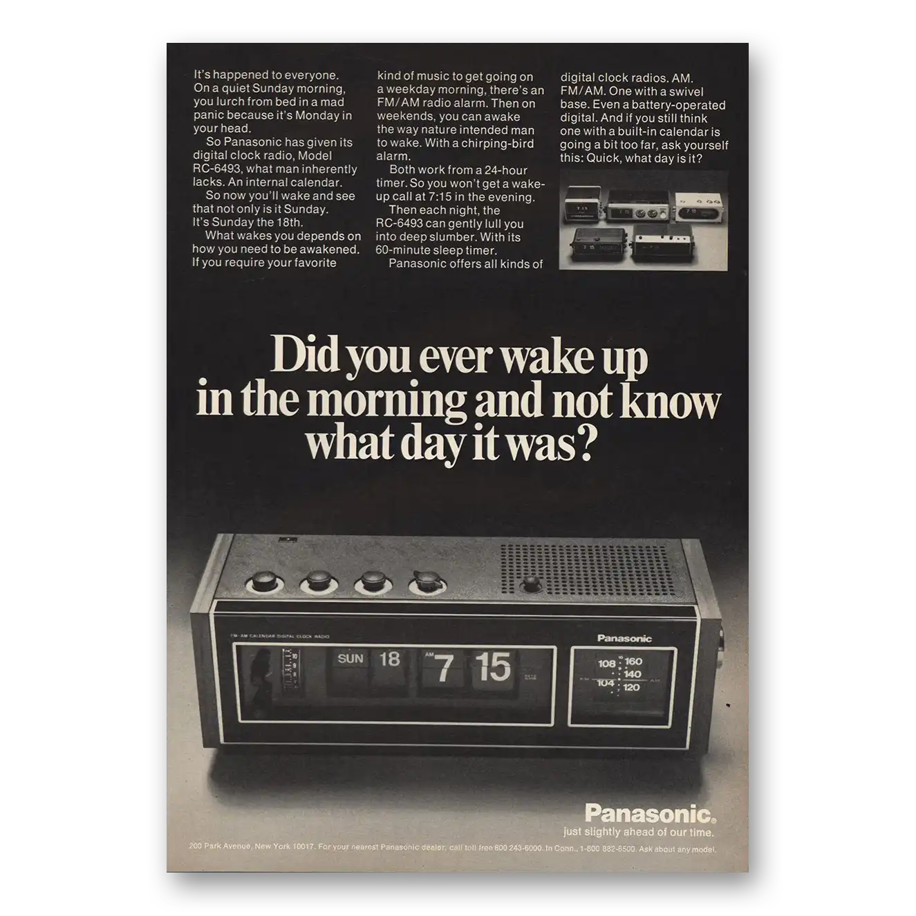 1973 Panasonic Clock Radio Wake Up In Morning Vintage Magazine Print Ad