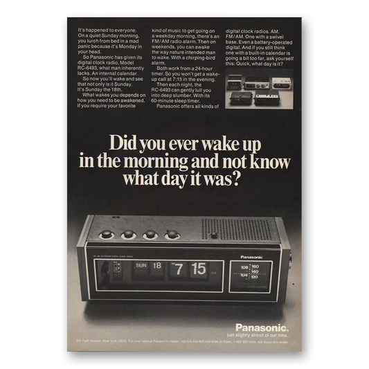 1973 Panasonic Clock Radio Wake Up In Morning Vintage Magazine Print Ad