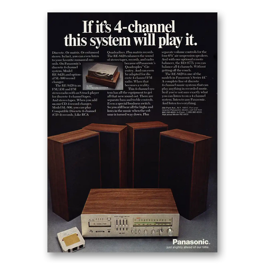 1973 Panasonic 4 Channel This System Will Play It Vintage Magazine Print Ad