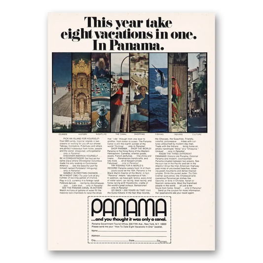 1973 Panama Eight Vacations In One Vintage Magazine Print Ad