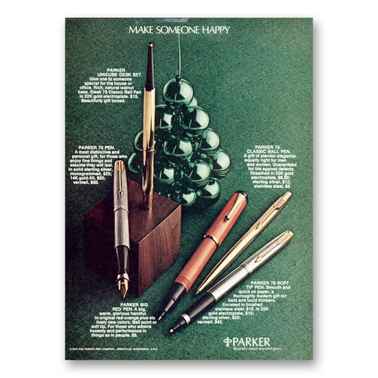 1973 Parker Pens Make Someone Happy Vintage Magazine Print Ad