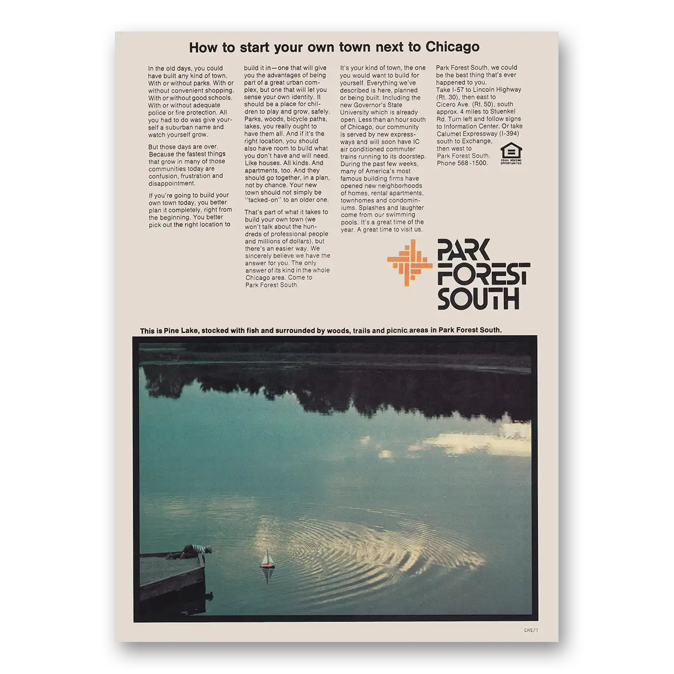 1973 Park Forest South Start Your Own Town Next to Chicago Vintage Magazine Print Ad