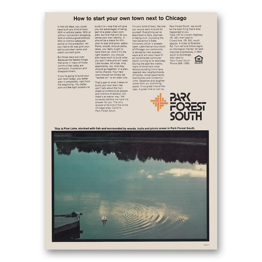 1973 Park Forest South Start Your Own Town Next to Chicago Vintage Magazine Print Ad