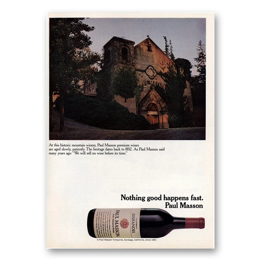 1973 Paul Masson Wine Historic Mountain Winery Vintage Magazine Print Ad