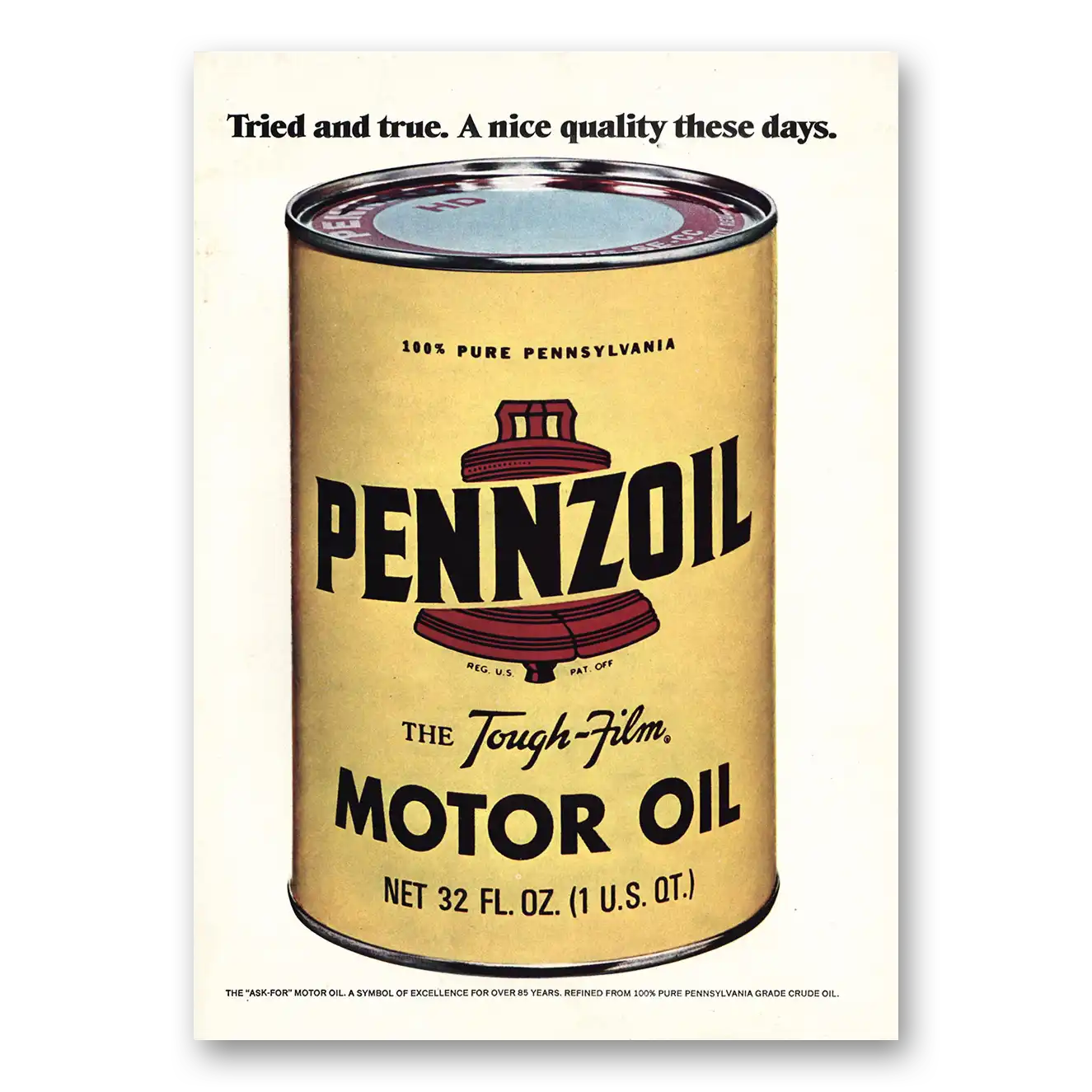 1973 Pennzoil Tried and True Vintage Magazine Print Ad