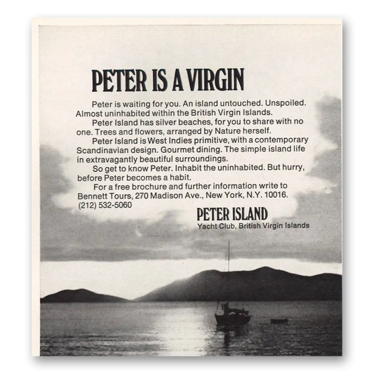 1973 Peter Island Peter Is a Virgin Vintage Magazine Print Ad