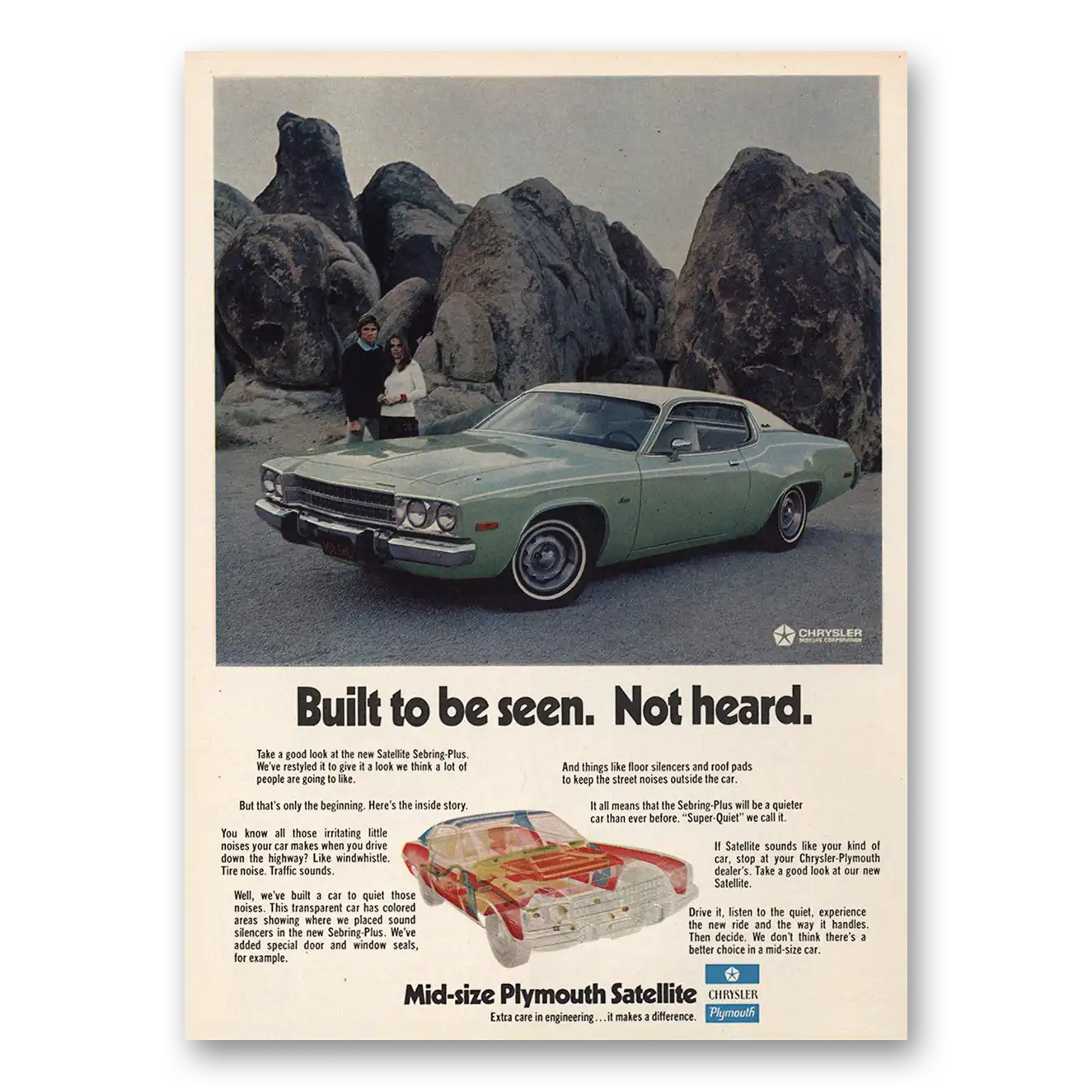 1973 Plymouth Satellite Built To Be Seen Vintage Magazine Print Ad