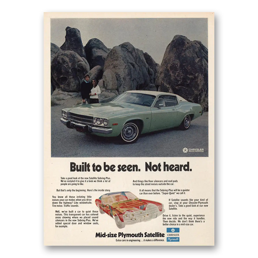 1973 Plymouth Satellite Built To Be Seen Vintage Magazine Print Ad