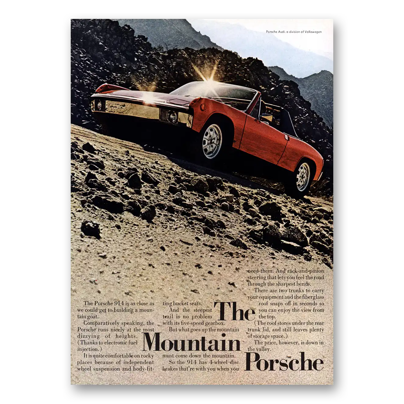 1972 Porsche 914 Mountain Porsche Vintage Magazine Print Ad