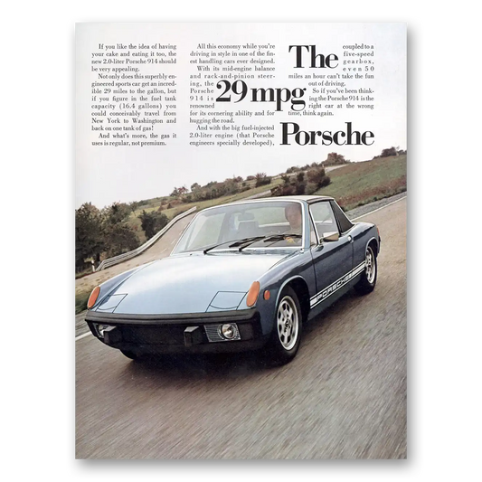 1973 Porsche 914 Having Your Cake and Eating It Too Vintage Magazine Print Ad