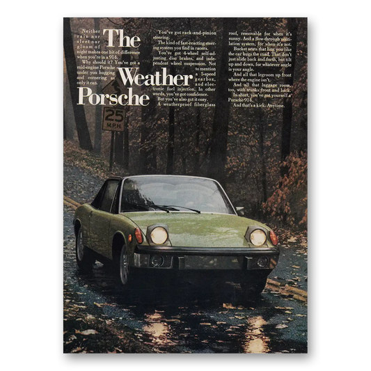 1973 Porsche 914 Weather Porsche Vintage Magazine Print Ad