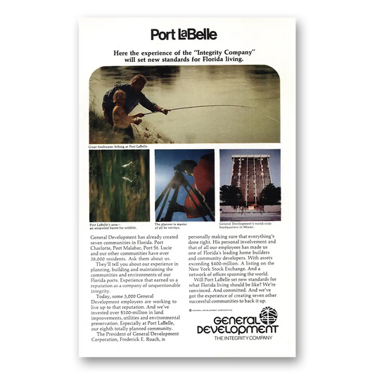 1973 Port LaBelle Florida Integrity Company Vintage Magazine Print Ad