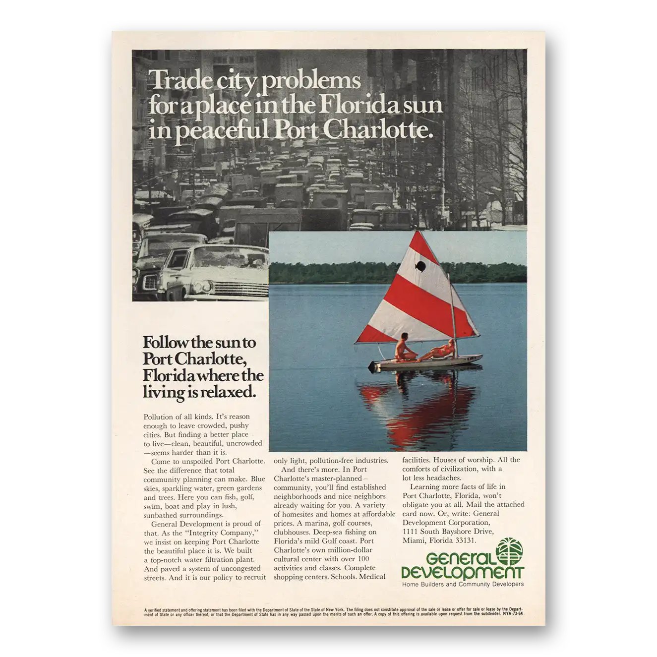 1973 Port Charlotte Florida Follow the Sun Vintage Magazine Print Ad