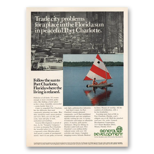 1973 Port Charlotte Florida Follow the Sun Vintage Magazine Print Ad