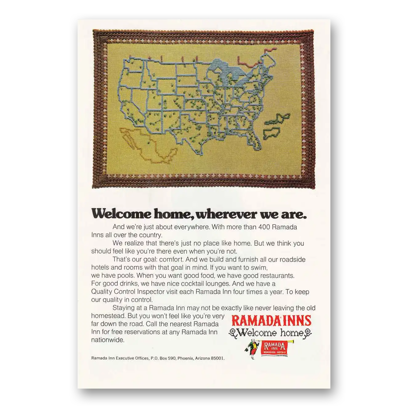 1973 Ramada Inn Welcome Home Wherever We Are Vintage Magazine Print Ad