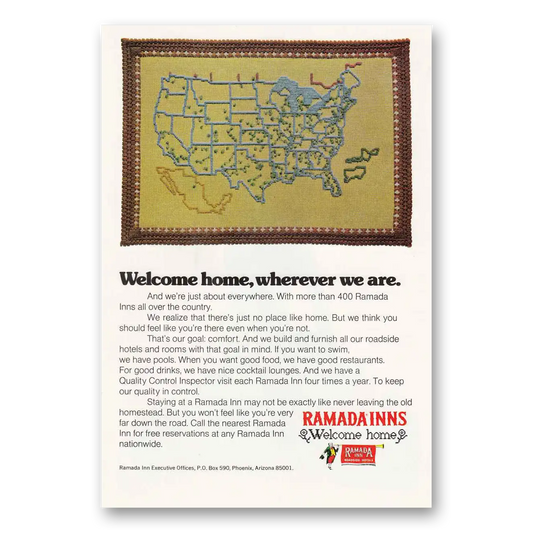 1973 Ramada Inn Welcome Home Wherever We Are Vintage Magazine Print Ad