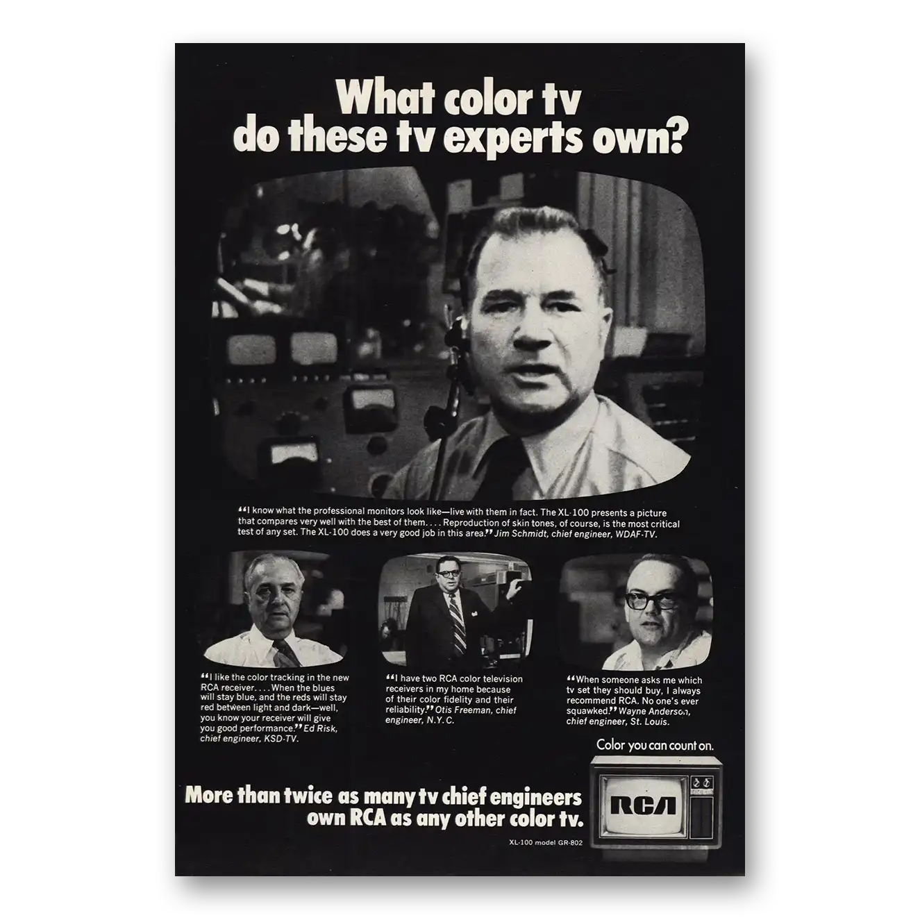 1973 RCA What Color TV Do TV Experts Own Vintage Magazine Print Ad