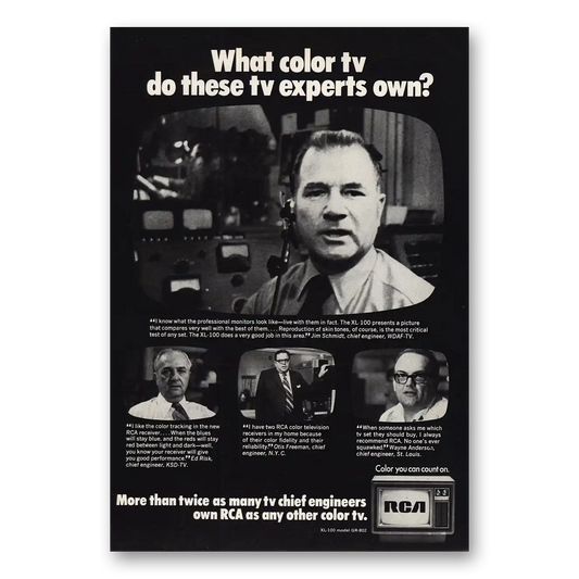 1973 RCA What Color TV Do TV Experts Own Vintage Magazine Print Ad