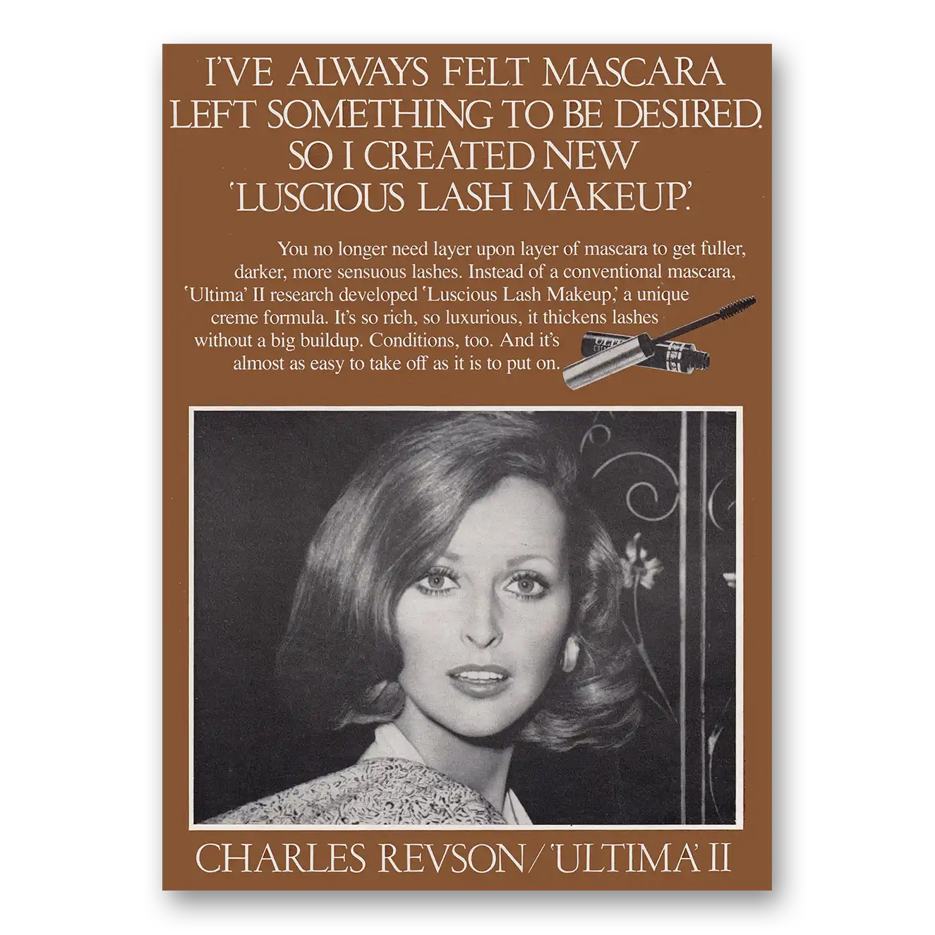 1973 Ultima II Mascara Left Something To Be Desired Vintage Magazine Print Ad