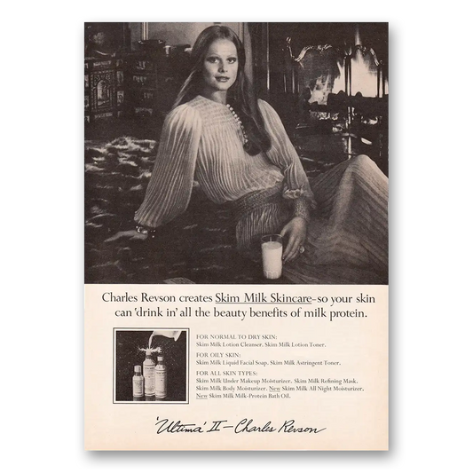 1973 Ultima II Skim Milk Skincare Vintage Magazine Print Ad