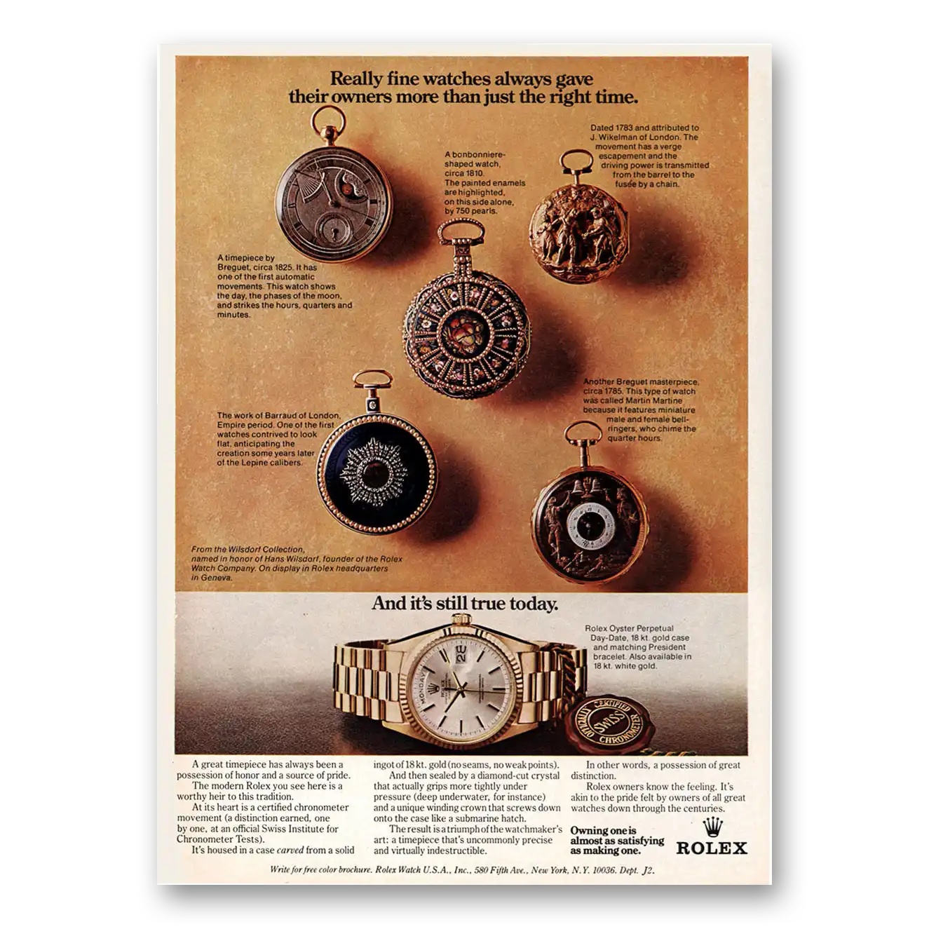 1973 Rolex More Than Just The Right Time Vintage Magazine Print Ad